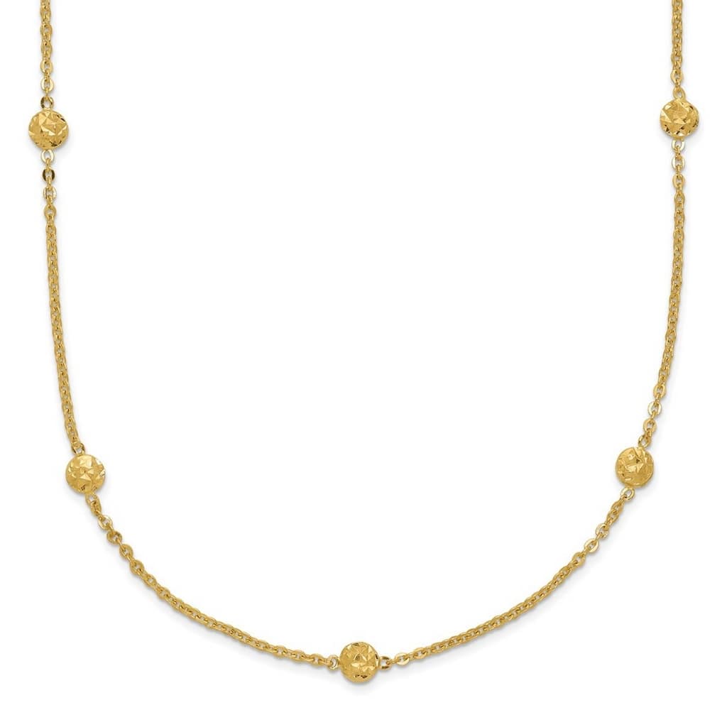 Curata 3mm 14k Polished Diamond Cut Tiny Puffed Circles 15 station Necklace, 18"