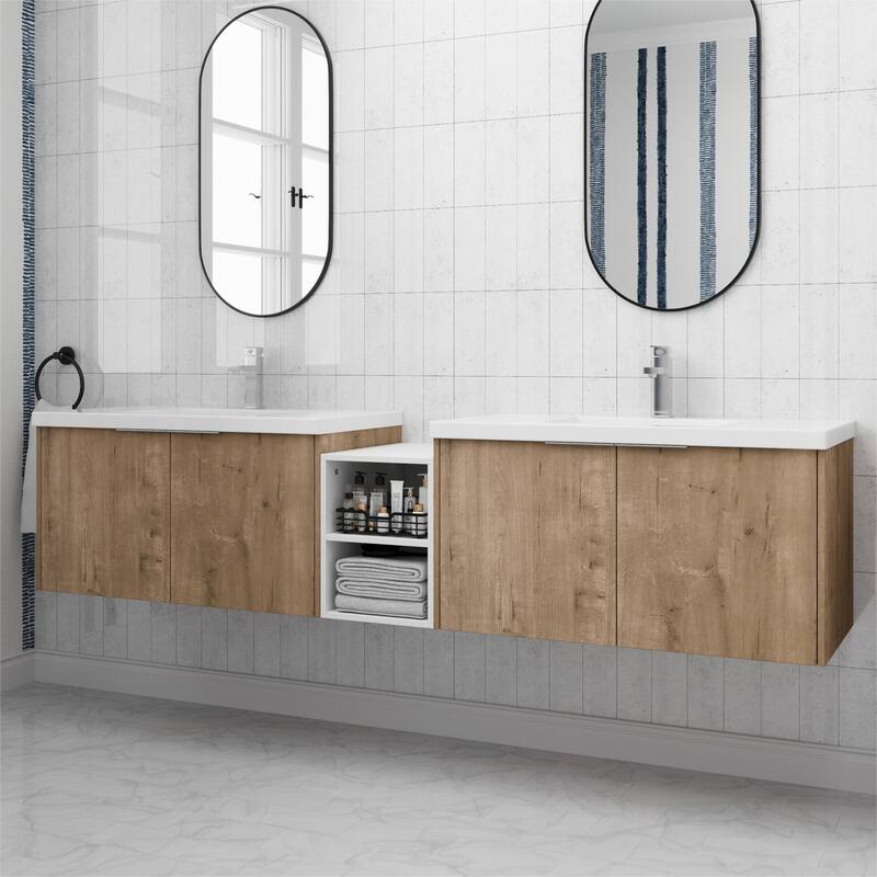 ARTCHIRLY 24/36/48/60/72/84 Inch Bathroom Vanity with Sink, Floating Bathroom Vanity with Soft Close Door and Shelf