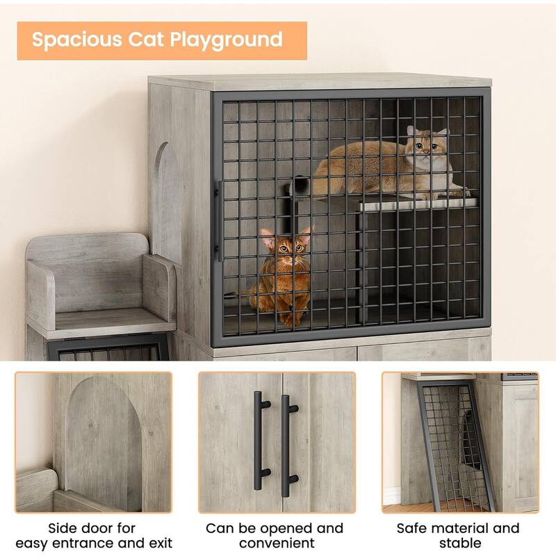 Litter Box Enclosure with Cat House