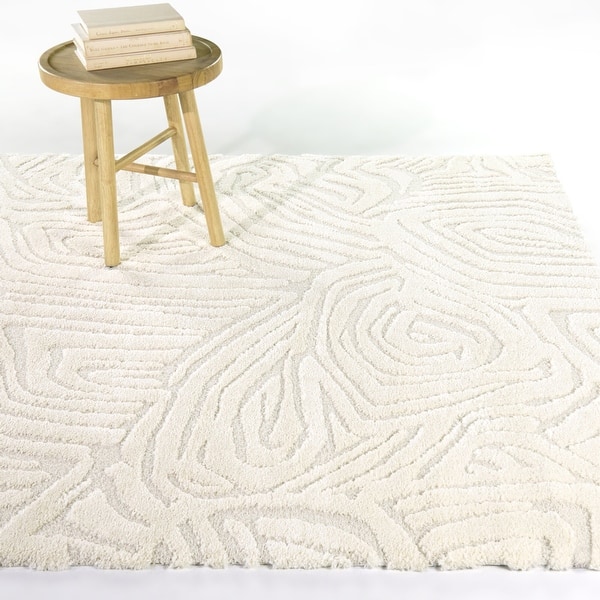slide 2 of 5, Beauchamp Abstract Textured Area Rug 5'3" x 7' - Cream