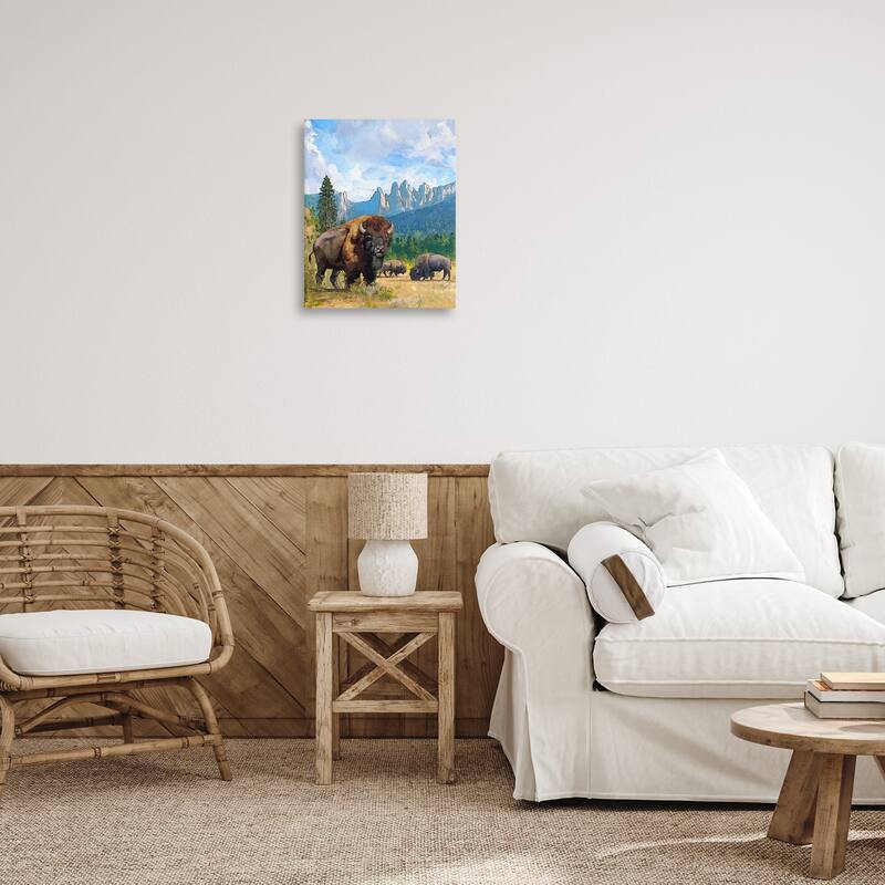 Stupell Grazing Bison Desert Abstraction Canvas Wall Art Design By David Owens