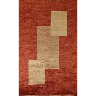 Orange & Rust Geometric Modern Gabbeh Area Rug Handmade Wool Carpet - 5 ...