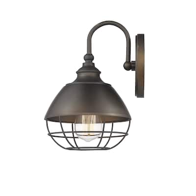 Industrial Cage Framed 1 Lt Sconce Oil Rubbed Bronze