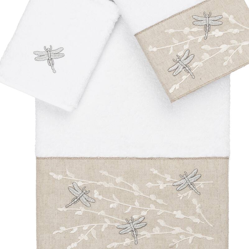 Authentic Hotel and Spa 100% Turkish Cotton Braelyn 3PC Embellished Towel Set