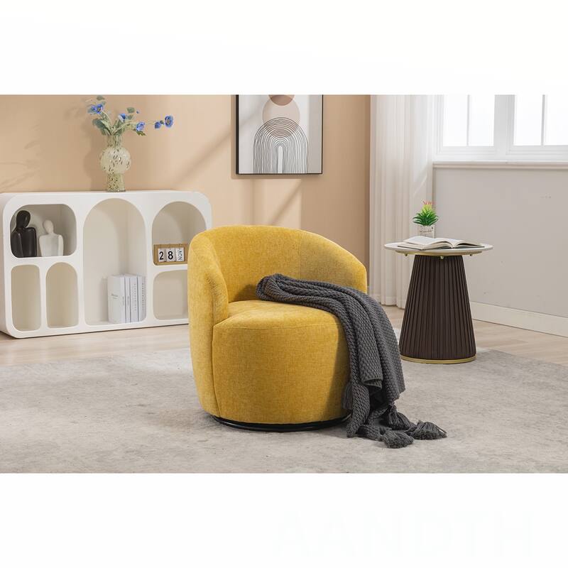 Chenille Swivel Barrel Chair
