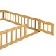 preview thumbnail 14 of 45, Full Size Wooden Floor Bed with Fence and Detachable Headboard for Kids