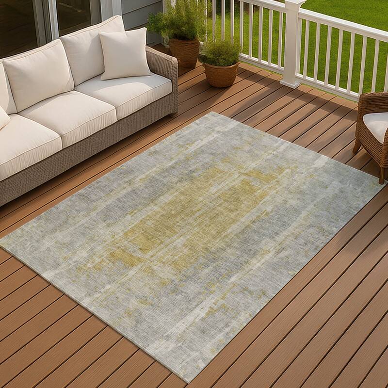 Machine Washable Indoor/ Outdoor Vintage Ombre Chantille Rug - Pewter - 10' x 14'