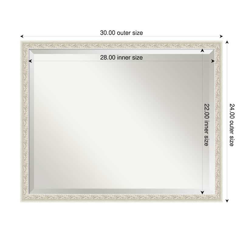 Bethany Beveled Wood Framed Wall Mirror - 30 x 24 in - Bethany Silver