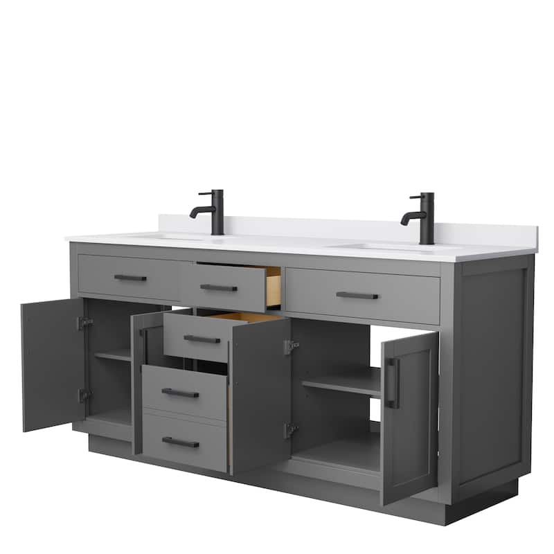 Beckett TK 72-inch Double Vanity, Cultured Marble Top