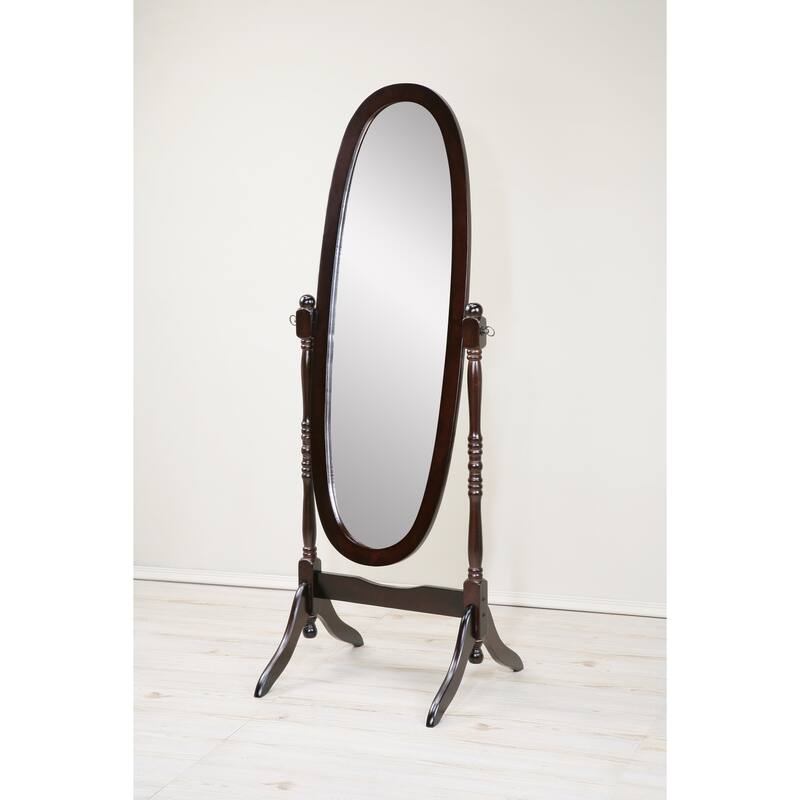 GTU Furniture Swivel Adjustable Full-Length Standing Oval Wood Cheval Floor Mirror - Espresso