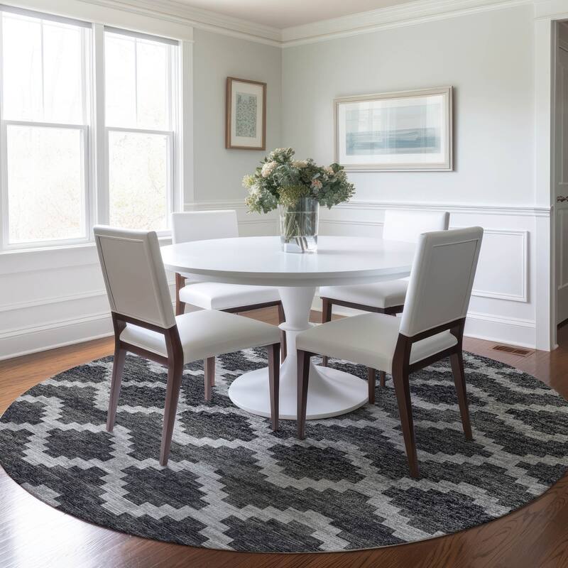 Premium Washable Super Soft Boho Moroccan Mayfield Rug - Gray - 8' x 8' - Round