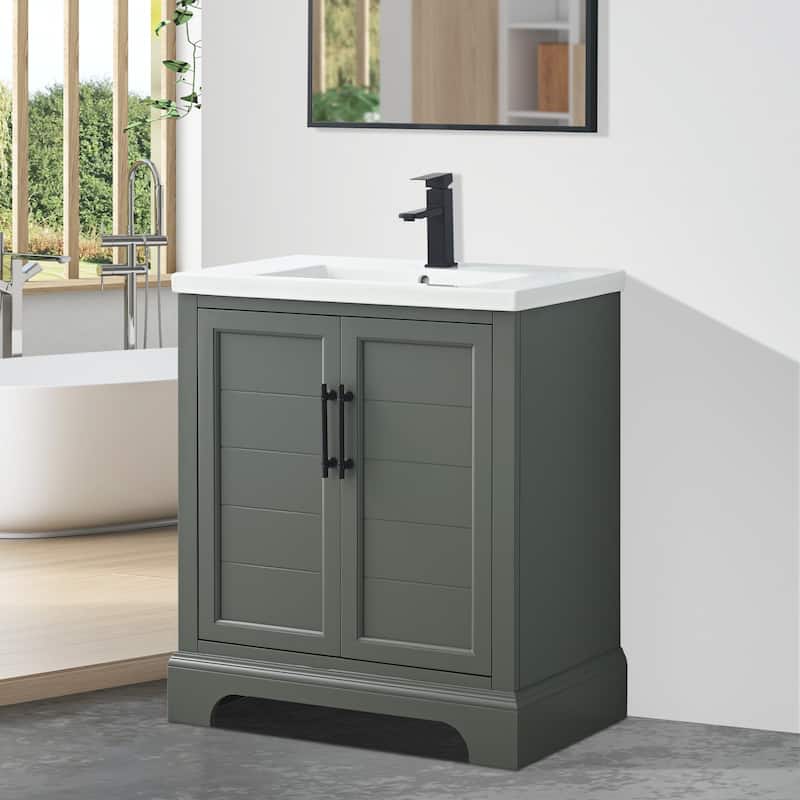 Vanity Art 30" Single Sink Bathroom Vanity with Ceramic Sink & Top