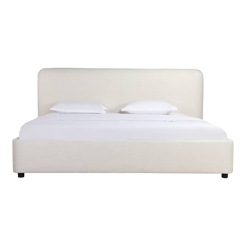 Aurelle Home Modern Upholstered Platform Bed - Cream Polyester - King