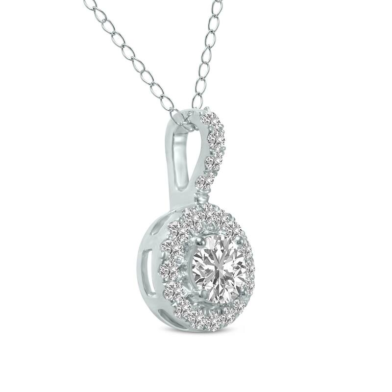 Marquee 2 Carat TW Halo Lab Grown Diamond Pendant in 14K White Gold