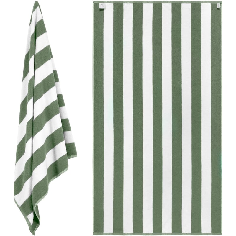White Classic Luxury Cabana Striped Oversized Beach Towel 35x70" | Set of 2