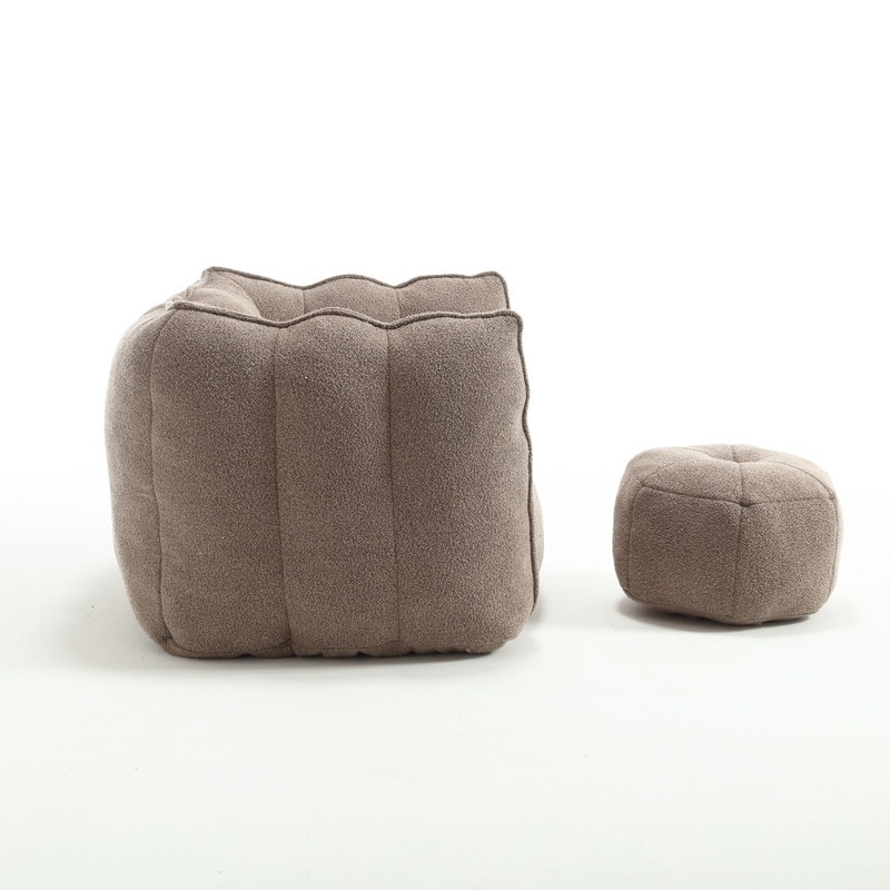 42''W Soft Bean Bag Chair with High Resilient Foam and Footstool