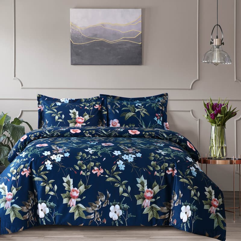 Printed Velvet Oversized Duvet Cover Set - Calla Multicolor - Queen