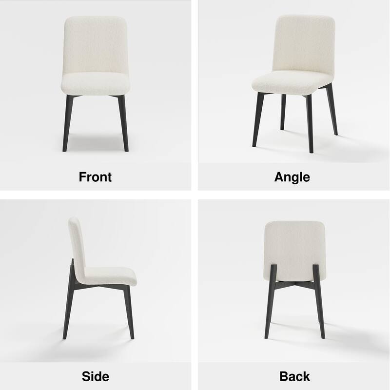 2Pcs Upholstered Dining Chairs Modern Fabric Kitchen Chairs with Padded Seat & Sturdy Wood Legs Side Chairs