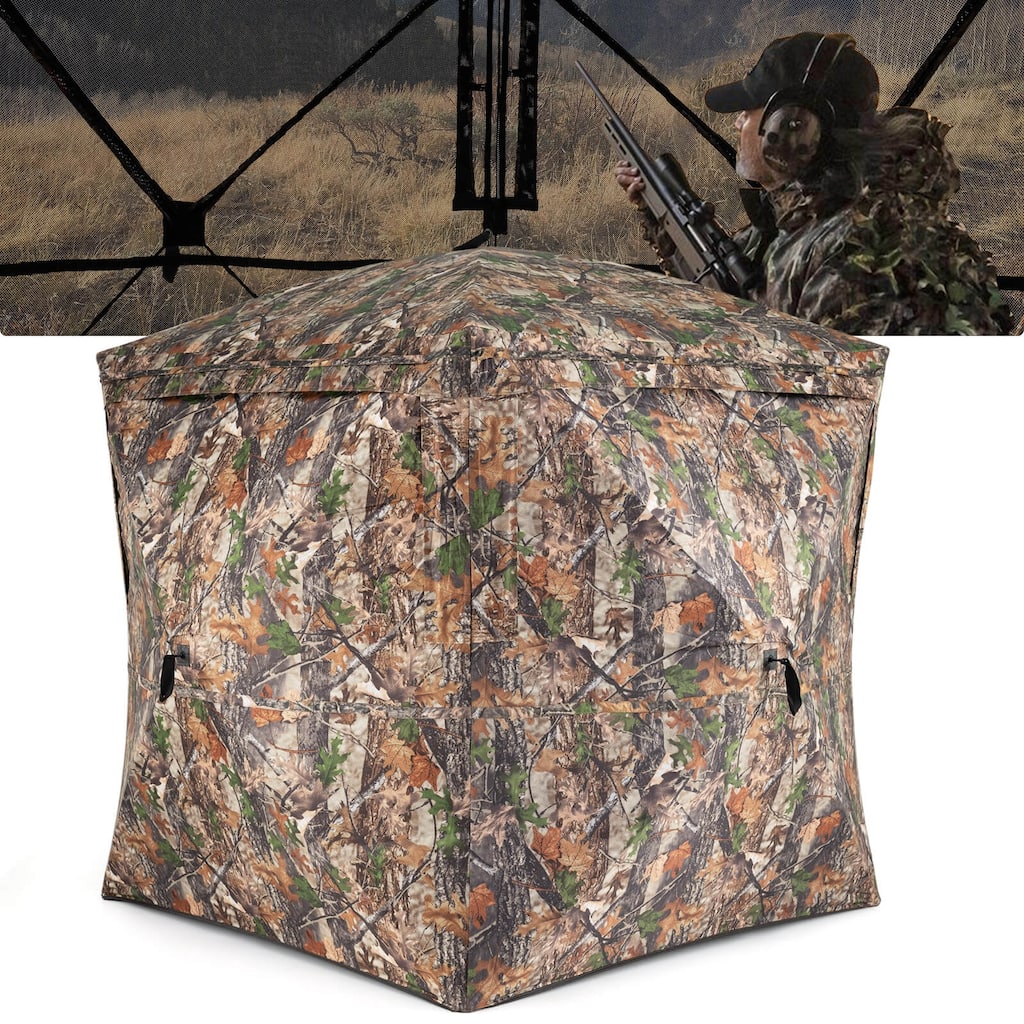 Costway 270° See Through Hunting Blind Tent, 2-3 Person Pop-Up Ground - See Details