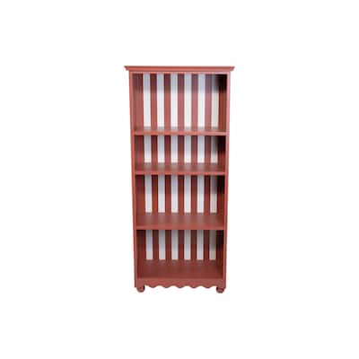 Wood Shelf with 4 Shelves, Striped Backing, Scalloped Base and Ball Feet - 26" L x 12.5" W x 59.5" H