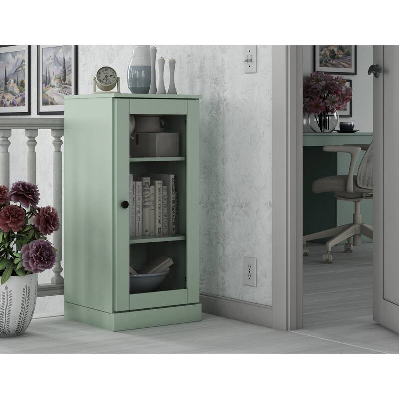 Palace Imports 100% Solid Wood 3-Shelf Bookcase with Clear Glass Door and Adjustable Shelves - Sage