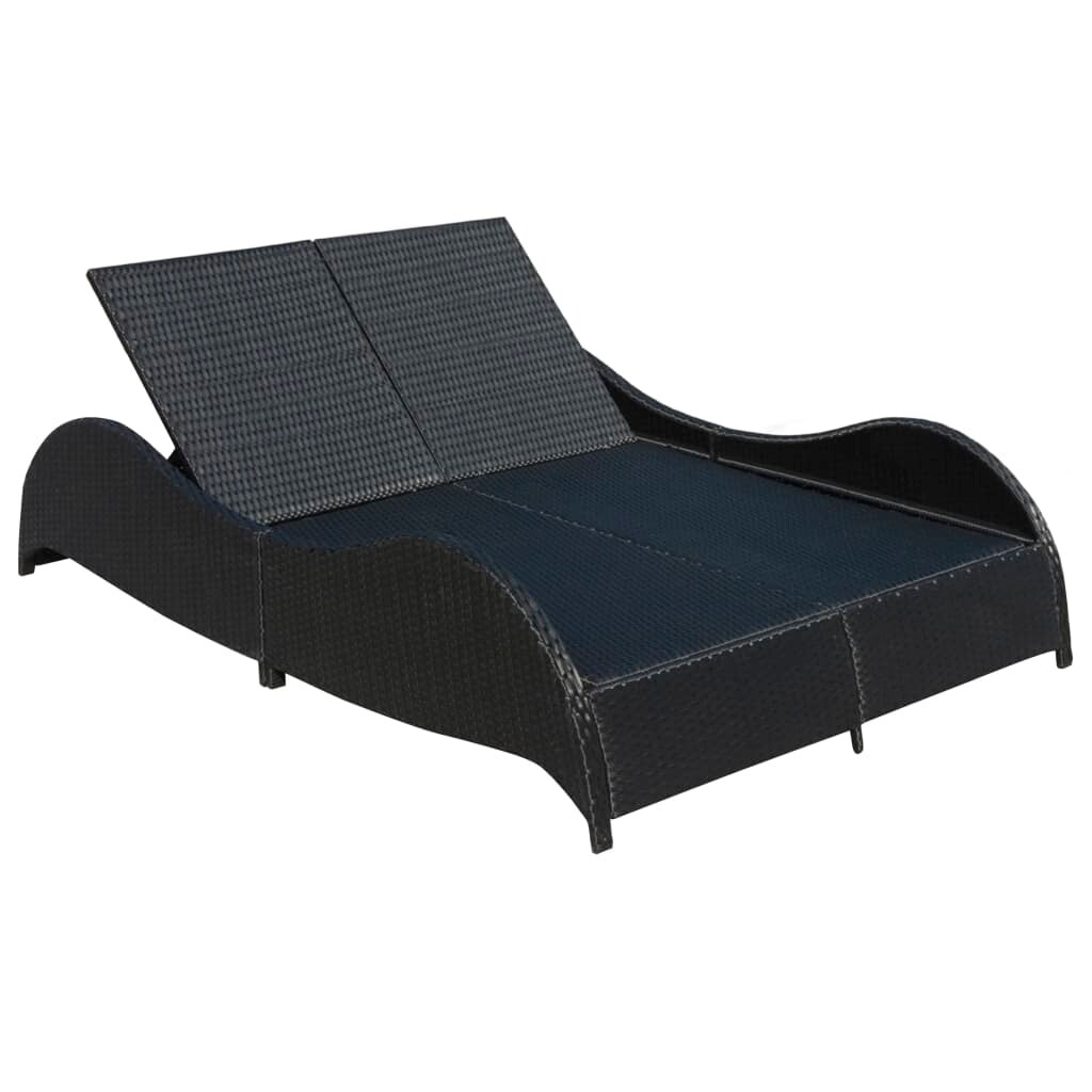 vidaXL Double Sun Lounger with Cushion Poly Rattan Black 79