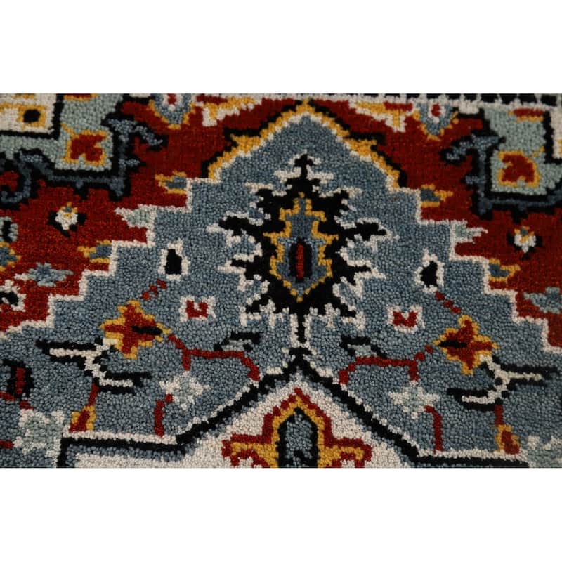 Blue Geometric Kazak Oriental Accent Rug Hand-Knotted Wool Carpet - 2'0" x 3'0"