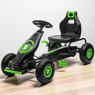 Kids Pedal Go Kart Ride-On Toy with Adjustable Seat, Suspension, Hand Brake & Rubber Wheels, for Ages 5-12, 110 lbs Capacity