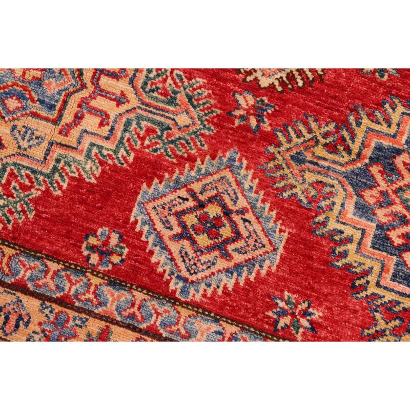 Tribal Super Kazak Briar Red/Beige Hand Knotted Wool Rug - 8'2'' x 10'0''