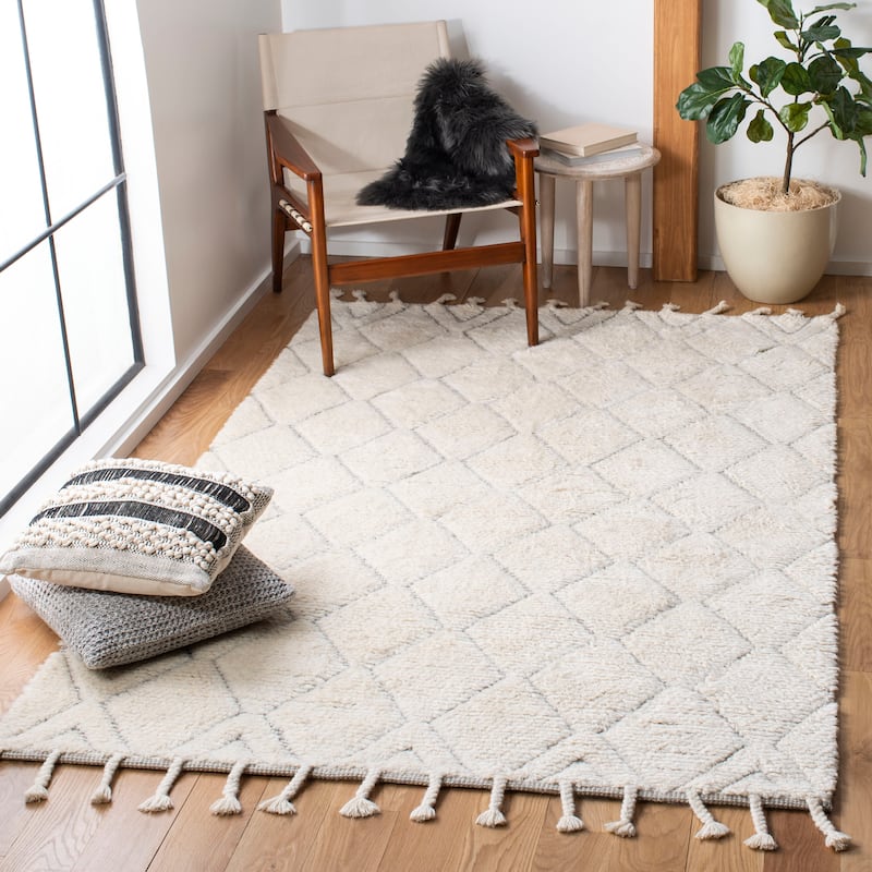 SAFAVIEH Handmade Casablanca Zamfira Boho Wool Rug - 5' x 8' - 4' x 6' - Ivory
