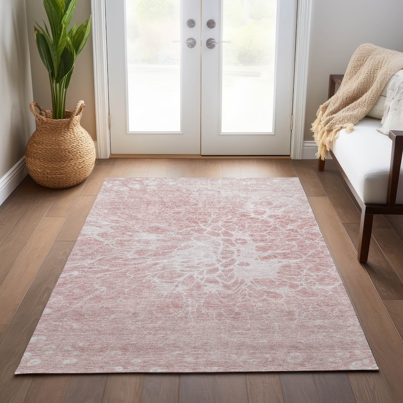 Machine Washable Indoor/ Outdoor Chantille Modern Vintage Floral Rug