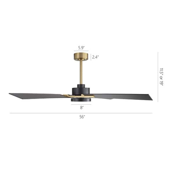 dimension image slide 1 of 5, GetLedel 56" 4-Blade DC Motor Dimmable LED Ceiling Fan with Remote Control and Light Kit