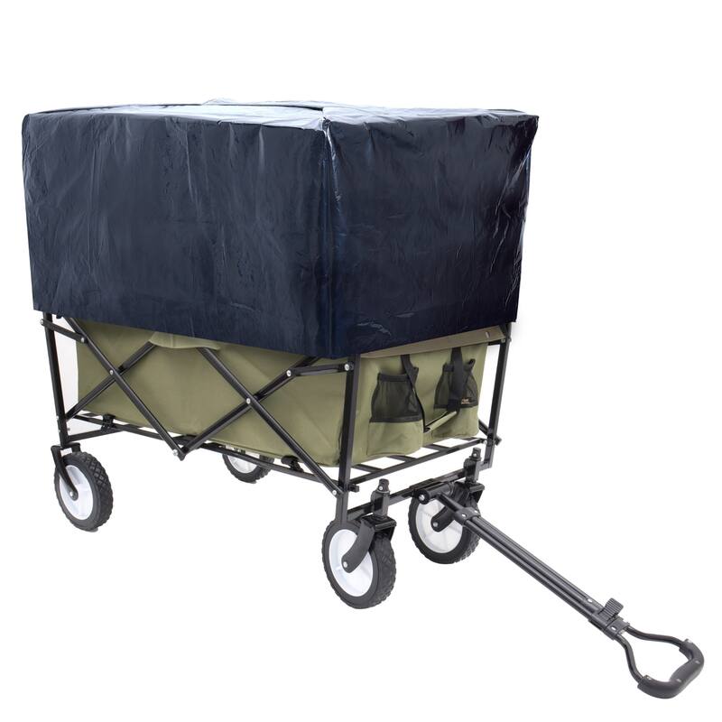 360 lb Collapsible Wagon Cart with Strapping System & 3-Pack Waterproof Liners