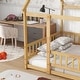 preview thumbnail 22 of 127, Wood Toddler House Bed with Roof Frame and Safety Guardrails Montessori Floor Bed without Slats No Door Houseshaped Platform Bed