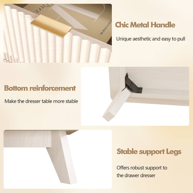 Modern 5 Chest of Drawers, Wood Dresser for Bedroom, Living Room