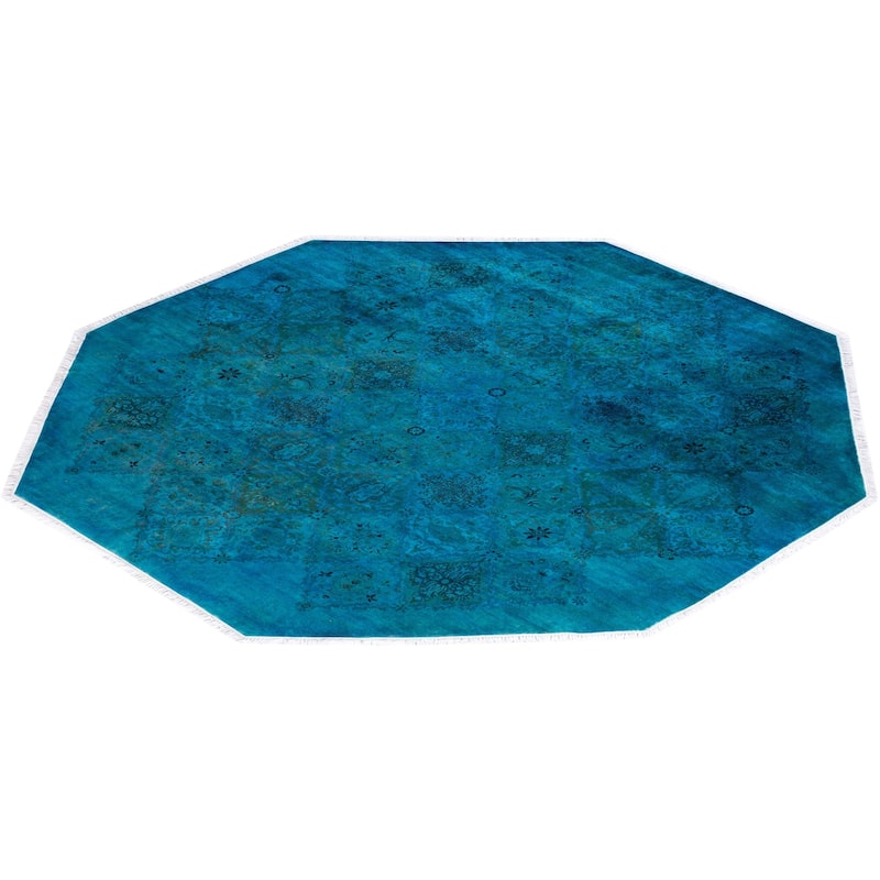 Fine Vibrance One-of-a-Kind Hand-Knotted Area Rug - Blue, 7' 1" x 7' 1" - 7' 1" x 7' 1"