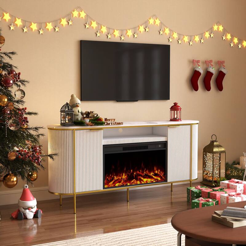 67" Entrainment CentersTV Stand with Fireplace for TVs up to 75"