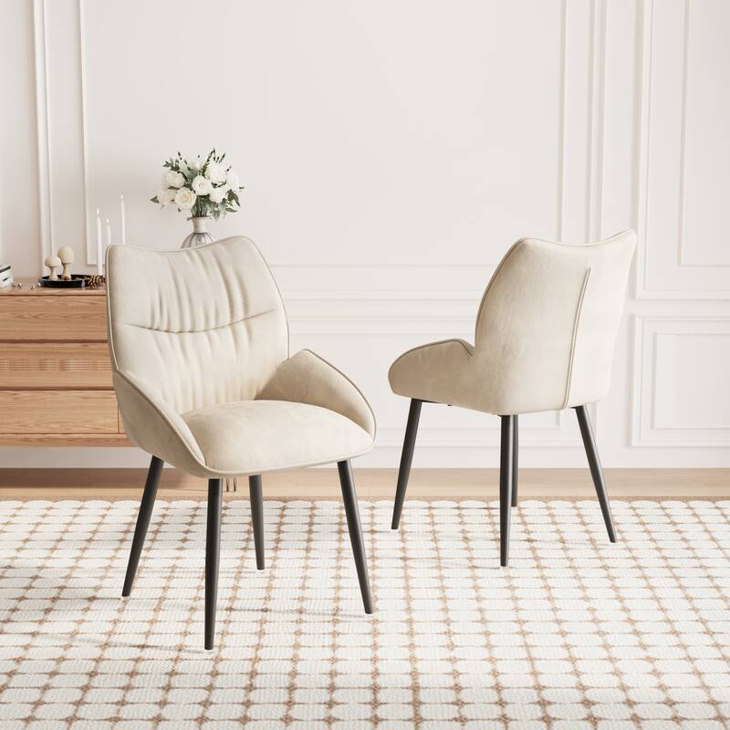 Luxurious Side Chair Meeting Room Chair, Beige Reception Chair Vanity Chair Dressing Chair with Metal Frame