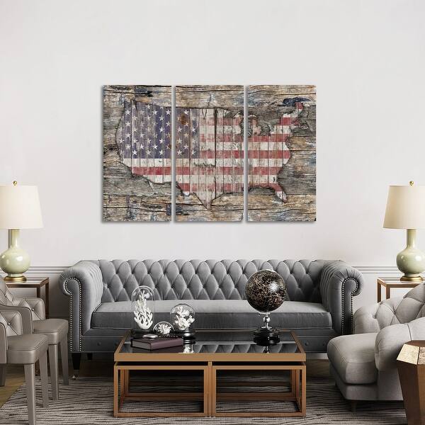 slide 3 of 3, iCanvas "USA Map Western North America" by Diego Tirigall 3-Piece Canvas Wall Art Set 40x60x0.75