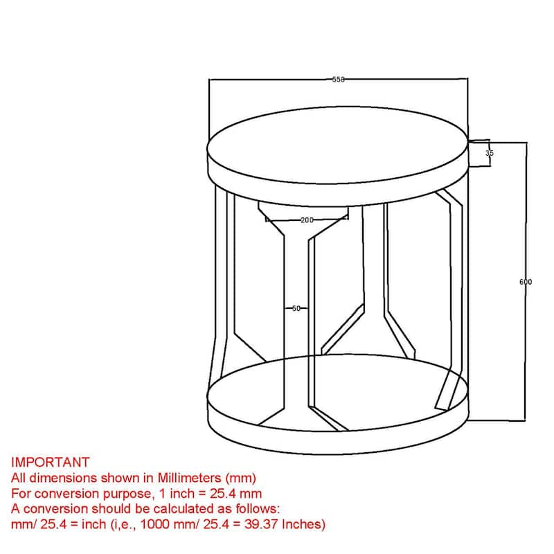 Two Tier Handmade Round End Table - 22" - Beige