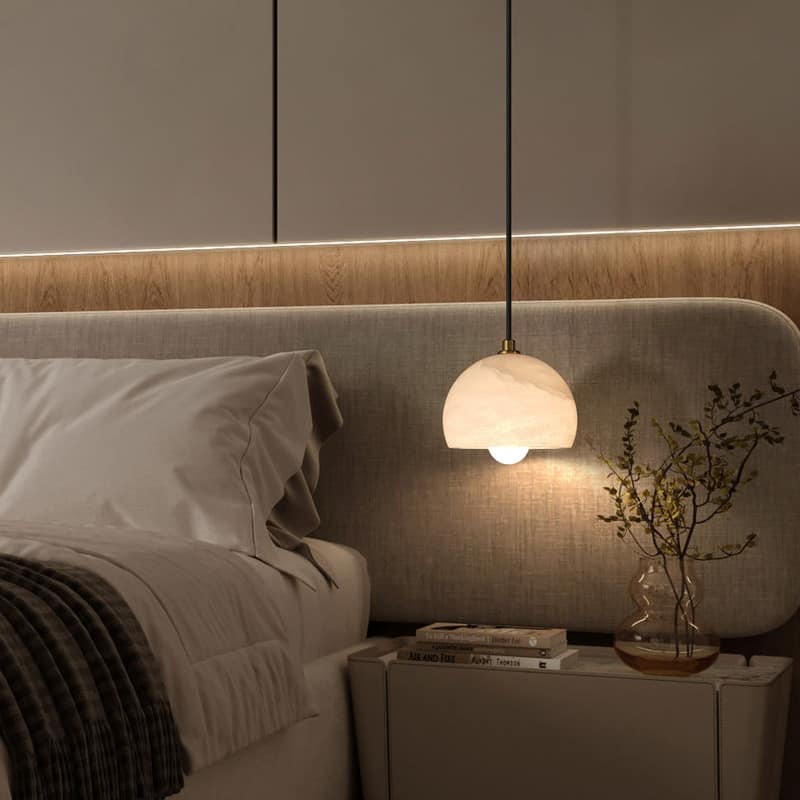 Alabaster Pendant Light for 7.9" Spanish Marble Shade Hanging Light Fixture