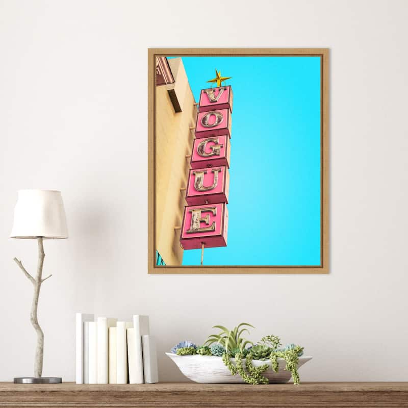 Vogue Theatre Sign in Hollywood by Tom Windeknecht Framed Canvas Wall Art Print - Sylvie Natural