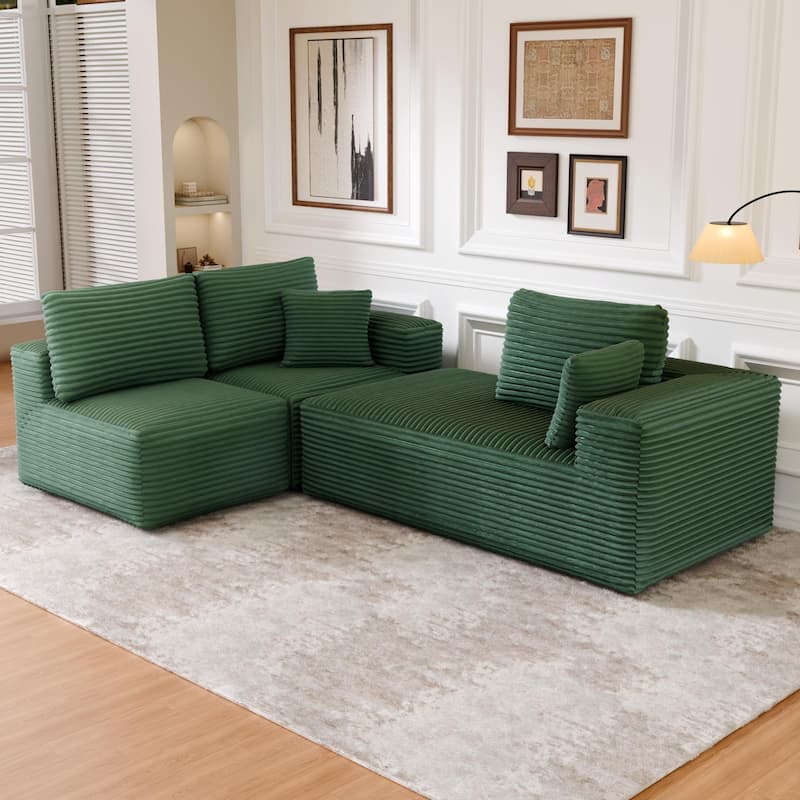 104" Modular Sectional Sofa with L-Shape Chaise Modern Upholstered Cloud Couches with Throw Pillows - 104 in.W x 23.6 in.H