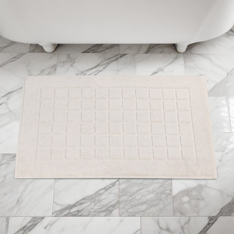 Blue Nile Mills 100% Cotton Terry Solid Absorbent Thick Checkered Washable Bath Mats, Set of 2