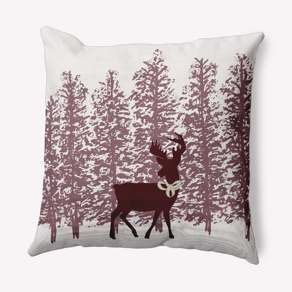 Reindeer Through the Woods Christmas Indoor/Outdoor Throw Pillow