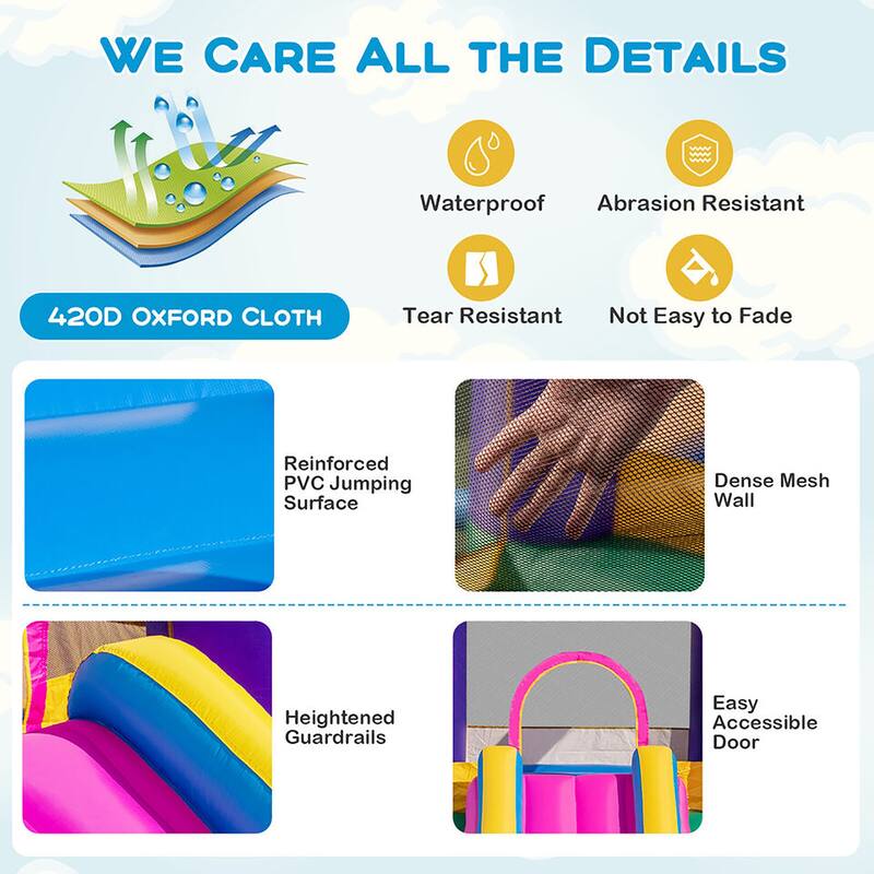 Gymax 6-in-1 Kids Inflatable Bounce House w/ 680W Blower Jumping Area