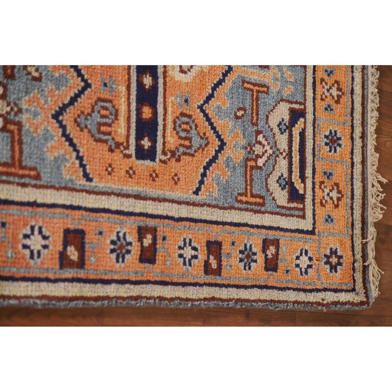 Geometric Orange Heriz Serapi Runner Rug Hand-knotted Wool Carpet - 2'8"x 7'11"