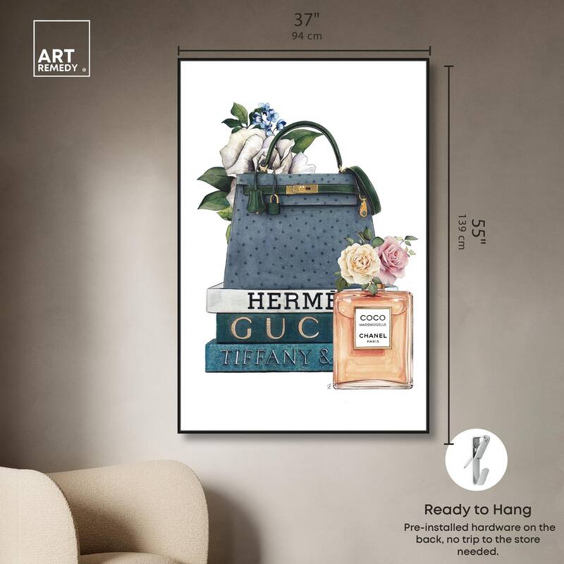 Books and Coco Orange Canvas by Art Remedy