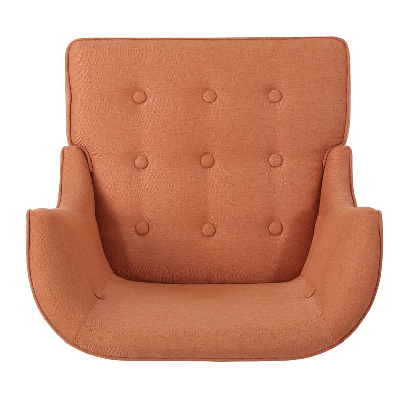 Orange Modern 28" Accent Chair with Button Tufted Waffle Stitching and Nailheads