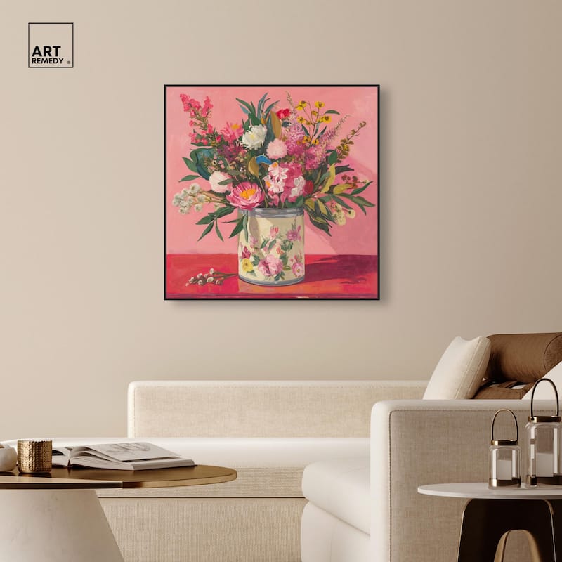 Pink Floral Tin Canvas by Art Remedy